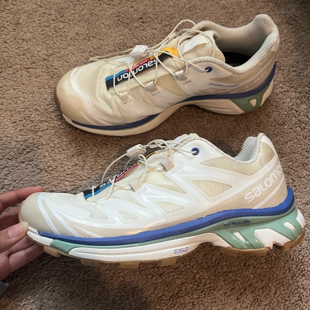 Salomon Cream and Blue Athletic Shoes